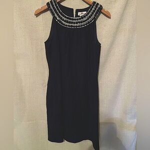 Vineyard Vines Blue Linen Woven Jeweled Neck Halter Sleeveless Dress Siz…